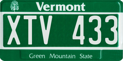 VT license plate XTV433