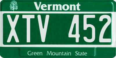 VT license plate XTV452