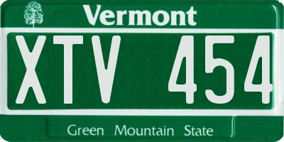 VT license plate XTV454