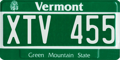 VT license plate XTV455
