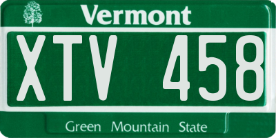 VT license plate XTV458