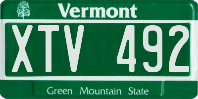 VT license plate XTV492