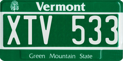VT license plate XTV533