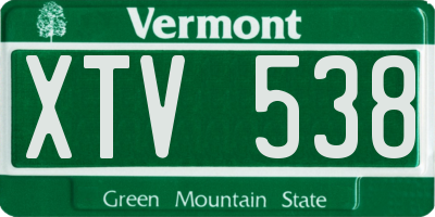 VT license plate XTV538