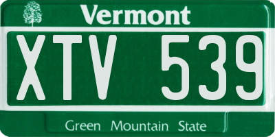 VT license plate XTV539