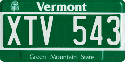 VT license plate XTV543