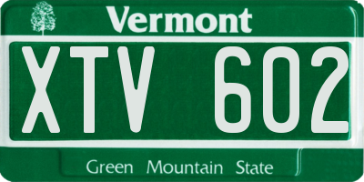 VT license plate XTV602