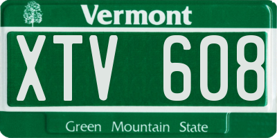 VT license plate XTV608