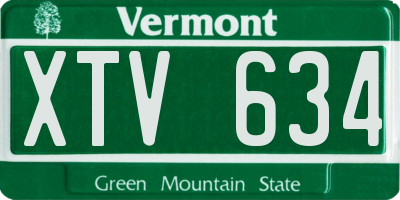 VT license plate XTV634