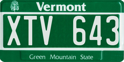 VT license plate XTV643