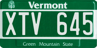 VT license plate XTV645