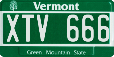 VT license plate XTV666