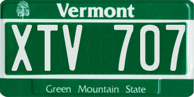 VT license plate XTV707