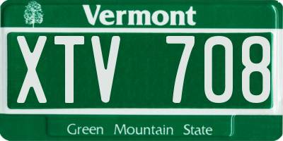 VT license plate XTV708