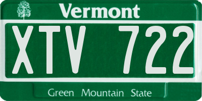 VT license plate XTV722
