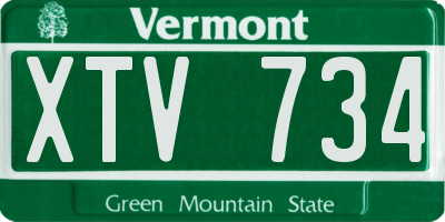 VT license plate XTV734