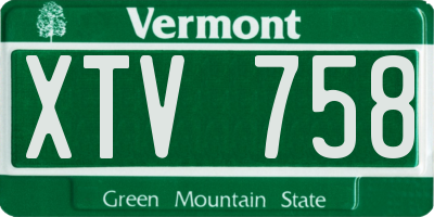 VT license plate XTV758
