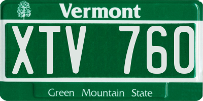 VT license plate XTV760