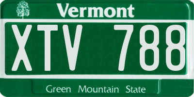 VT license plate XTV788