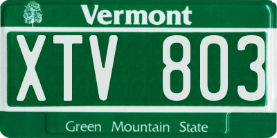 VT license plate XTV803