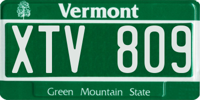 VT license plate XTV809