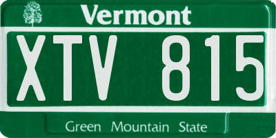 VT license plate XTV815