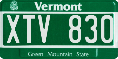 VT license plate XTV830