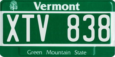 VT license plate XTV838