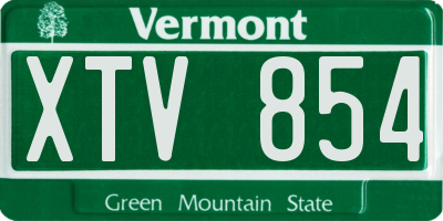 VT license plate XTV854
