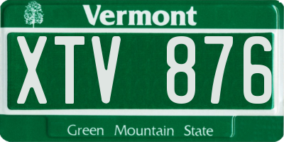 VT license plate XTV876