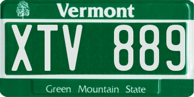 VT license plate XTV889