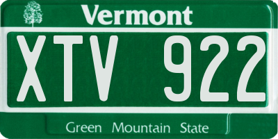 VT license plate XTV922