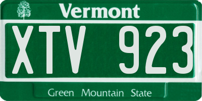 VT license plate XTV923