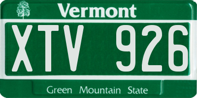 VT license plate XTV926