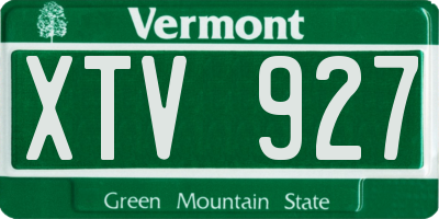VT license plate XTV927