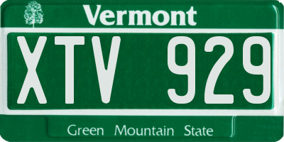 VT license plate XTV929