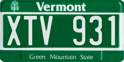 VT license plate XTV931