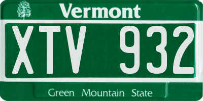 VT license plate XTV932