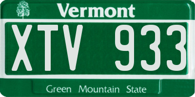 VT license plate XTV933