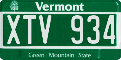 VT license plate XTV934