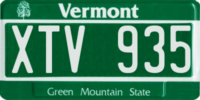 VT license plate XTV935