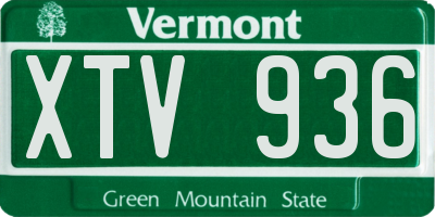 VT license plate XTV936