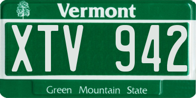 VT license plate XTV942