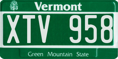 VT license plate XTV958