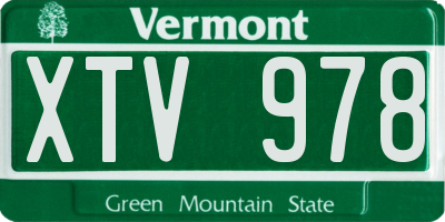 VT license plate XTV978