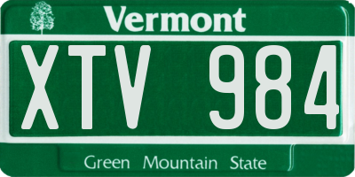 VT license plate XTV984