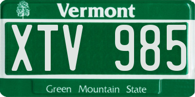 VT license plate XTV985