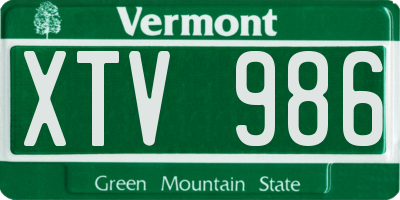 VT license plate XTV986