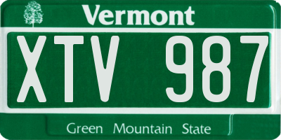 VT license plate XTV987