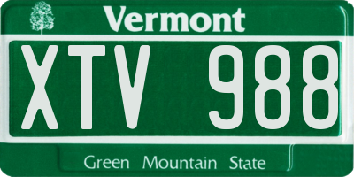 VT license plate XTV988